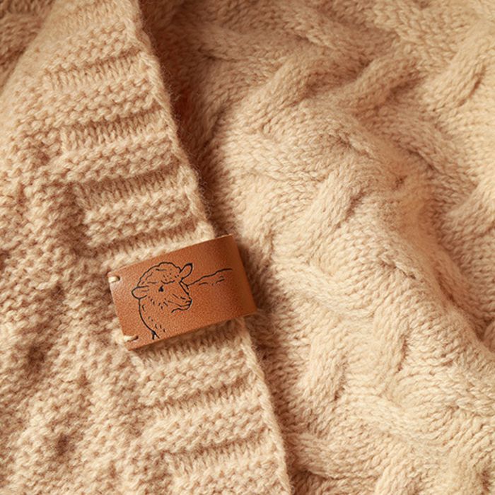 Kocyk z WEŁNY MERINO dla niemowląt 100x75 beżowy NA PREZENT babyshower