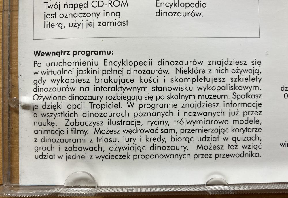 CD-ROM Encyklopedia dinozaurów