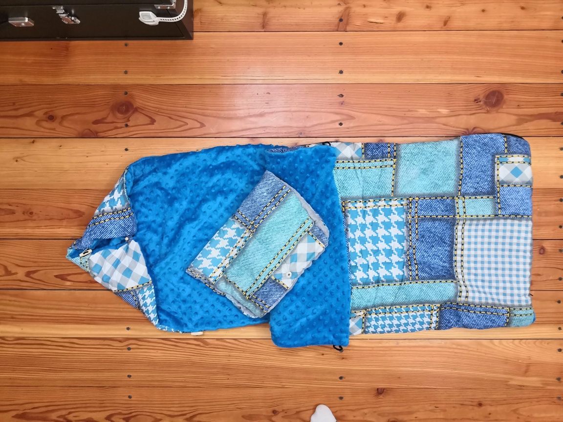 Śpiwór plus mufka zimowy minky patchwork