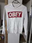 Obey biała bluza z kapturem.