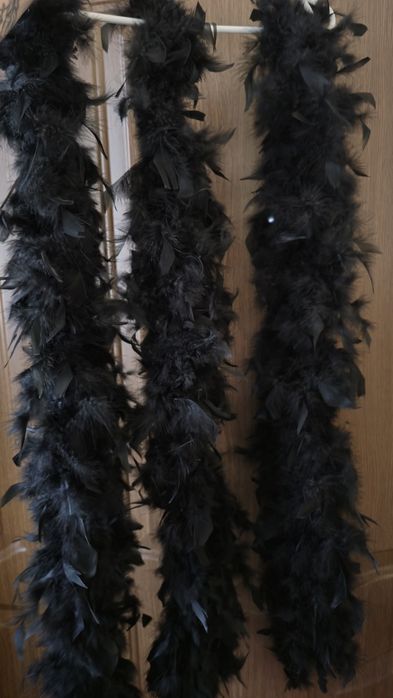 Пухнасте пір'яне чорне боа 60г