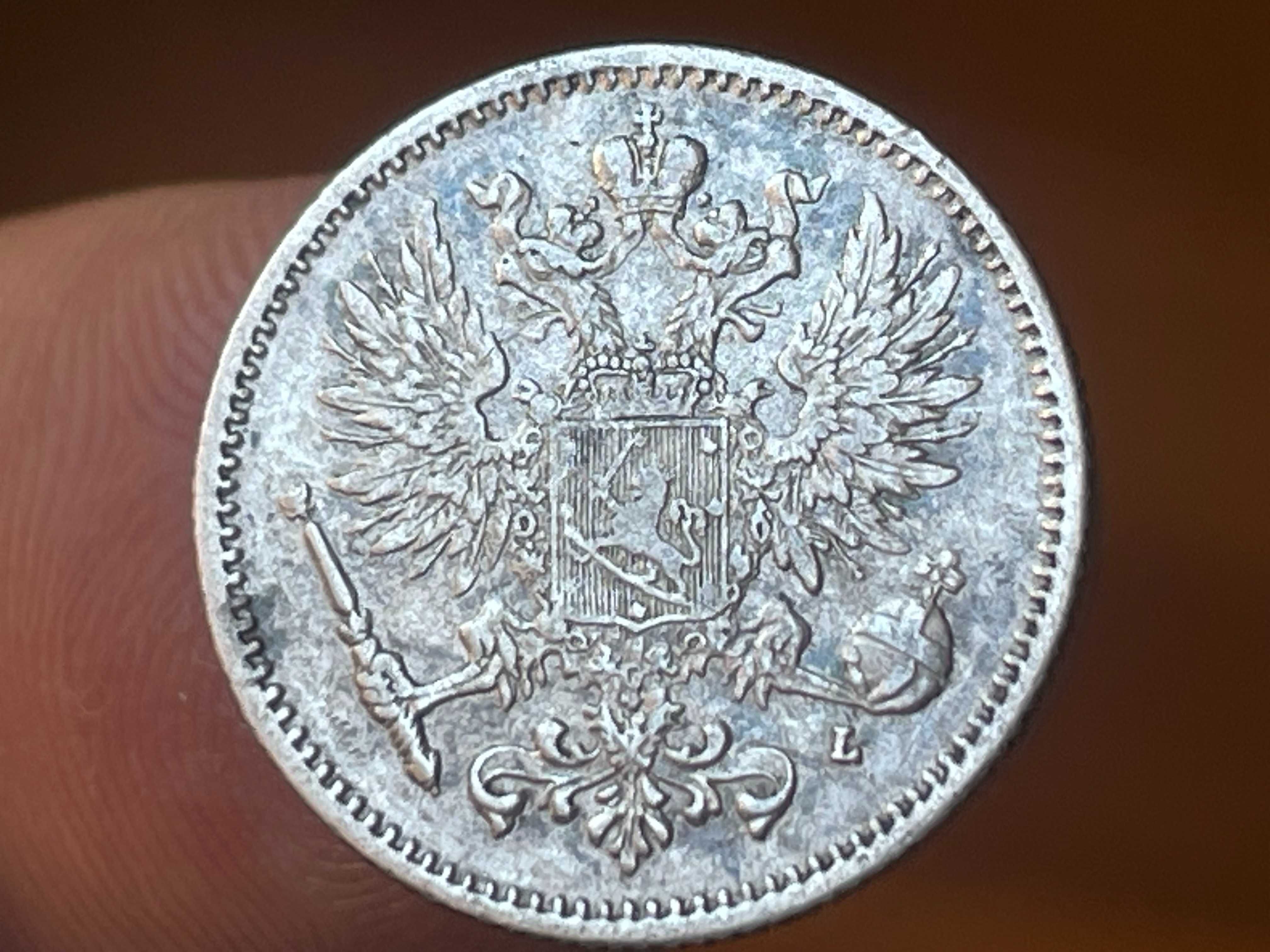 moeda em prata de 50 pennia Finlândia 1907