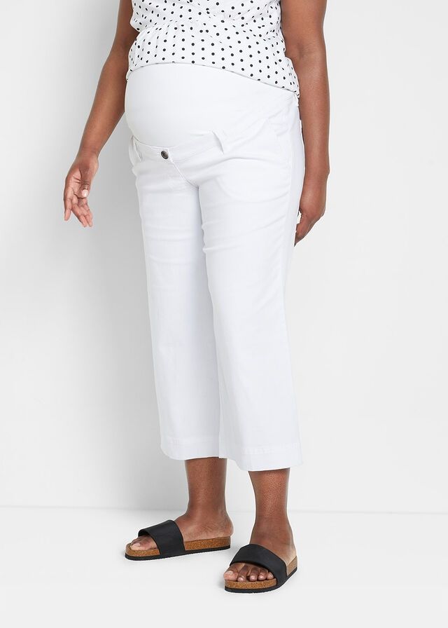 B.P.C spodnie 3/4 kuloty ciążowe białe 50.