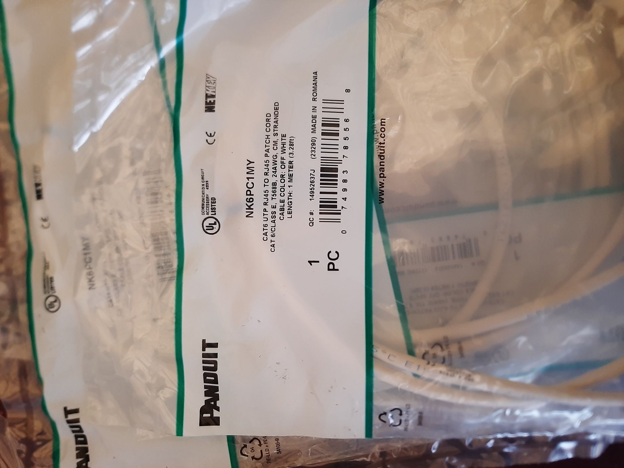Cabo de rede Panduit  Netkey cat6 UTP PATCH COR novos D