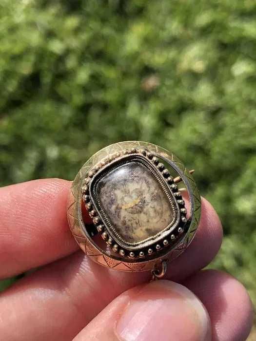 Alfinete Ouro 14 Quilates e Cabelo Antigo Século XVIII