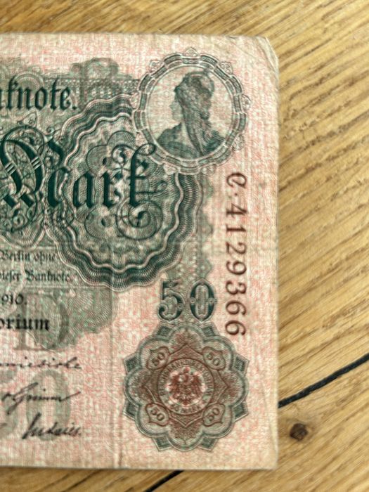 Banknoty 50 i 100 Marek niemieckich z 1910 r.