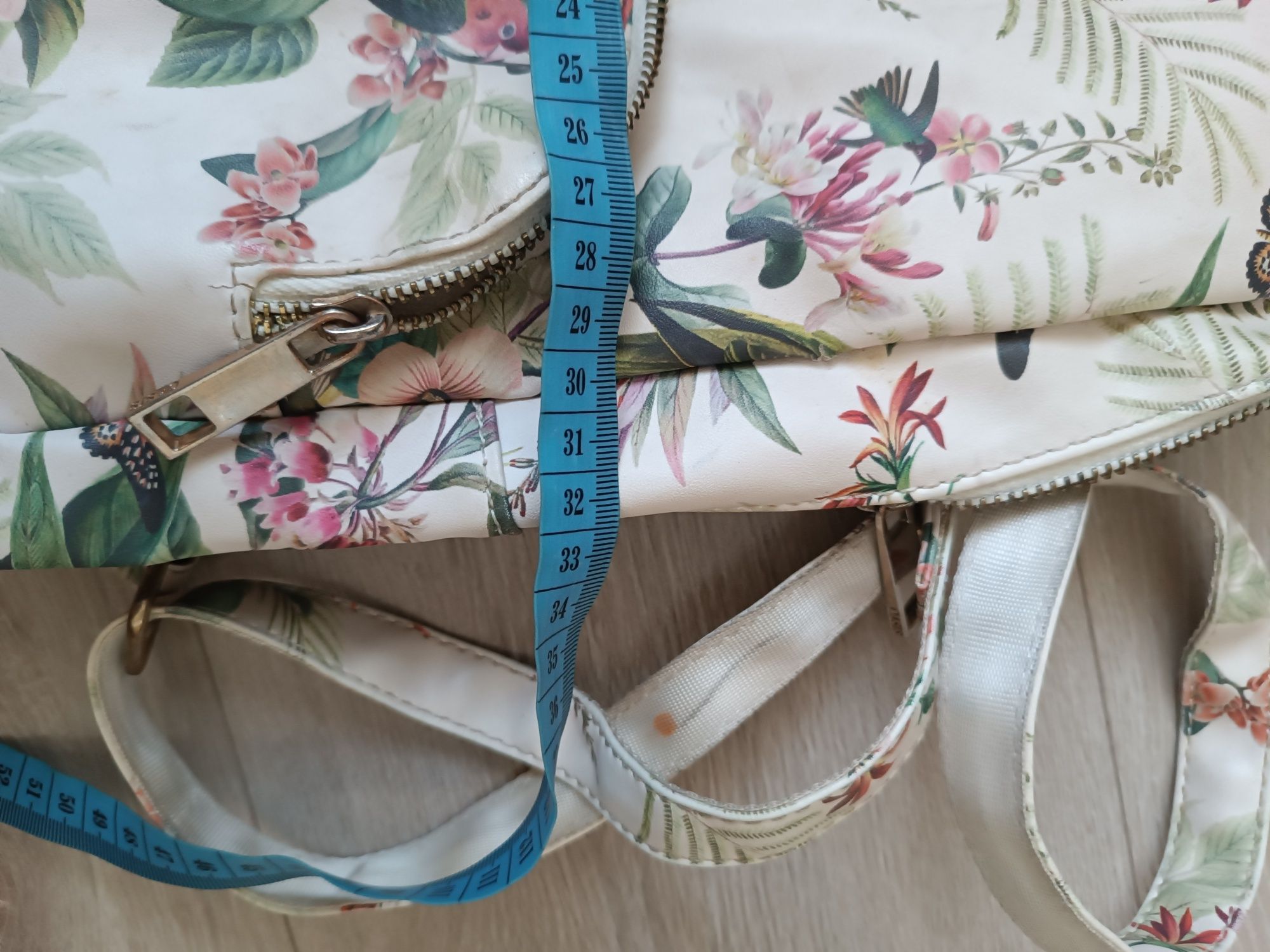 Oasis plecak damski kremowy w kwiaty ptaki elegancki