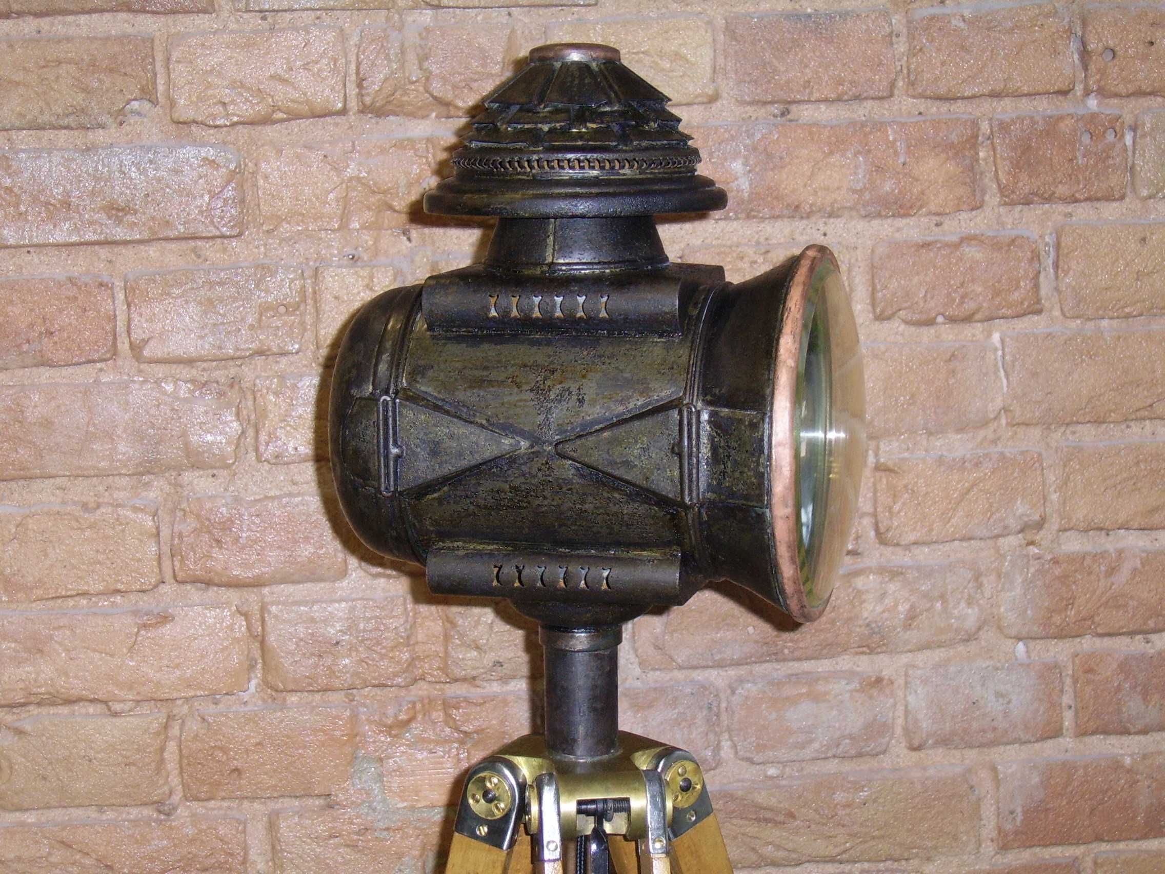 Stara XIXw. lampa powozowa- stojąca loft industrialna vintage