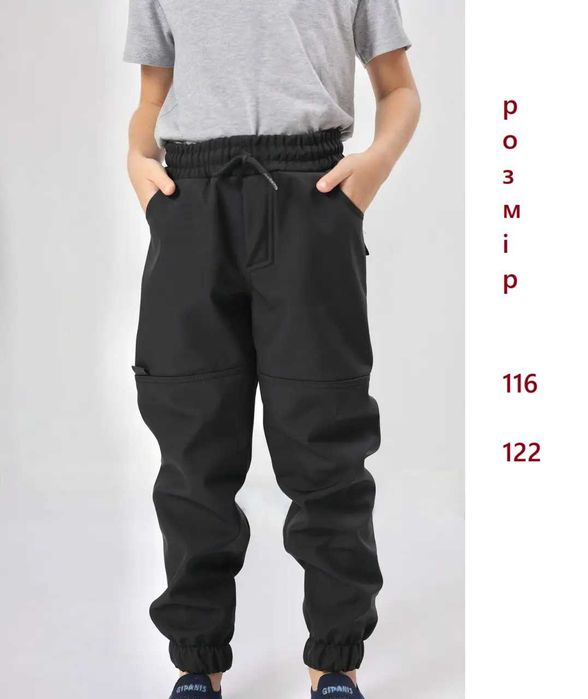 розміри  116, 122 Штани теплі джогери дитячі софт шелл на флісі