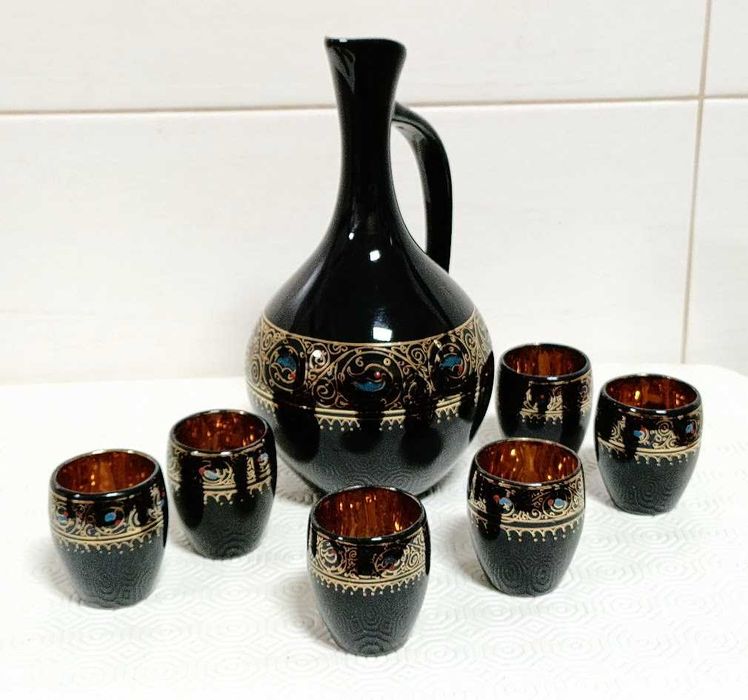 Conjunto de jarra licoreira com 6 copos de shot