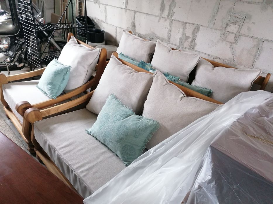 Meble ogrodowe, drewniane, zestaw, na taras, na patio