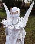 Piękny biały anioł,,figurka rzemiosło handmade powertex 47cm,prezent