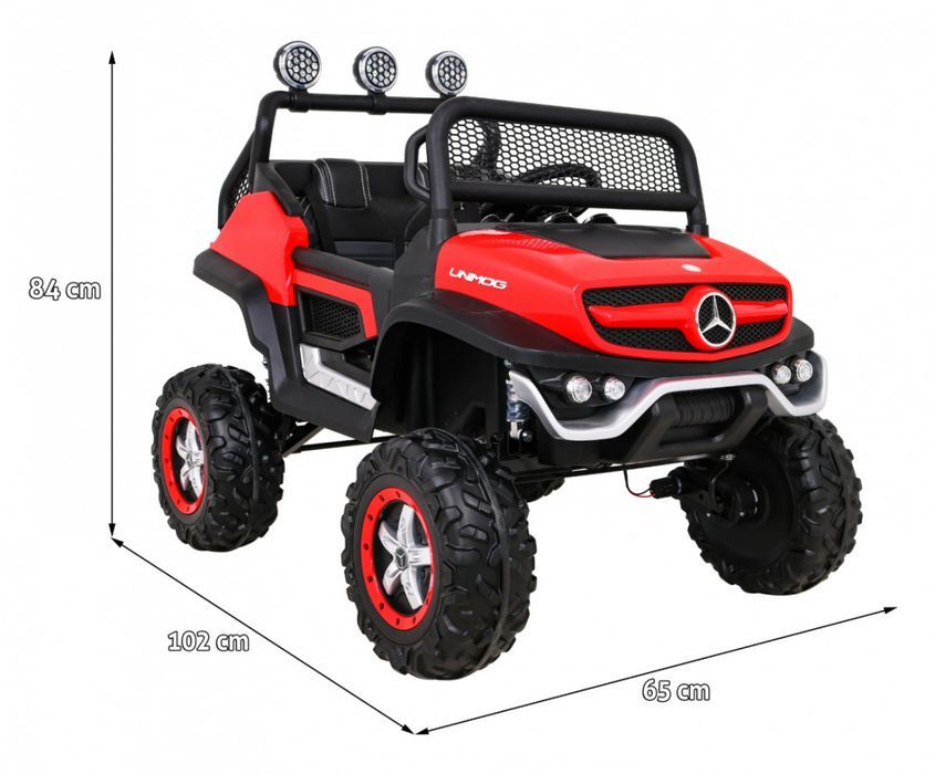 Mercedes Unimog czerw terenowy pojazd akumulatorowy - EkstraZabawki.pl