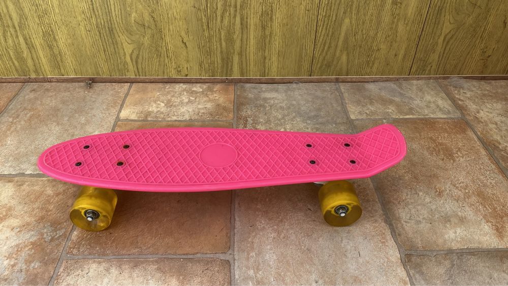 Пенни борд, скейт для девочки (розовый) со светящимися колесиками