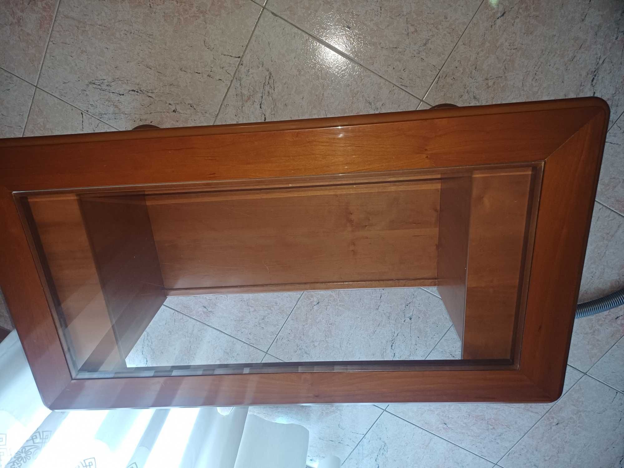 Mesa de centro madeira maciça e vidro