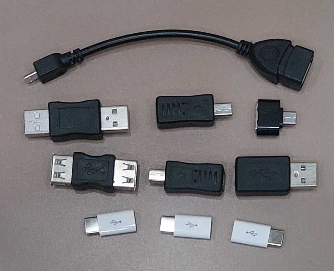 Переходник адаптер USB A, USB F, type C-micro USB, mini USB micro USB