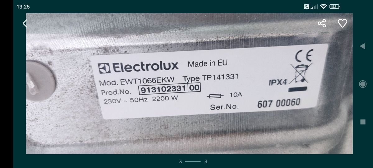 Silnik do pralki Electrolux EWT1066EKW