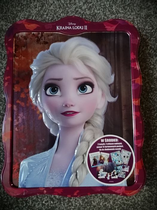 Zestaw Kraina Lodu Frozen książka zadania figurki metalowa puszka