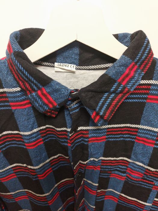 Koszula flanelowa z bawełny ciepła w kratę na guziki wytrzymała tarcie