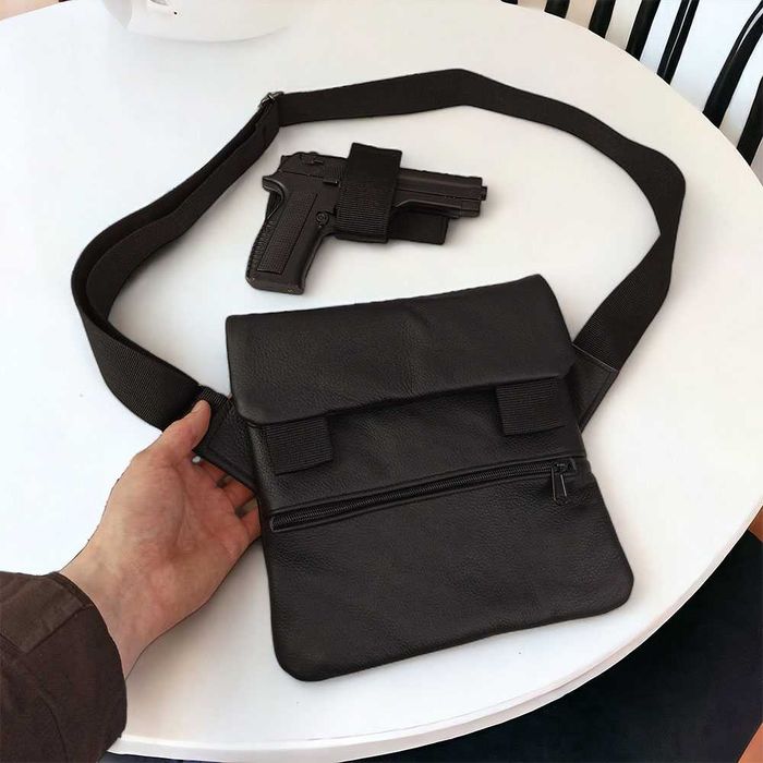 Тактична шкіряна сумка з кобурою, чоловічий месенджер, барсетка