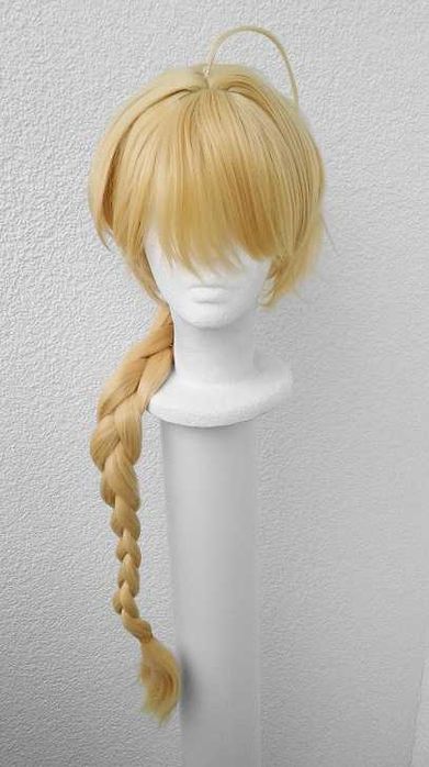 Traveler Aether Genshin Impact cosplay wig peruka blond z warkoczem