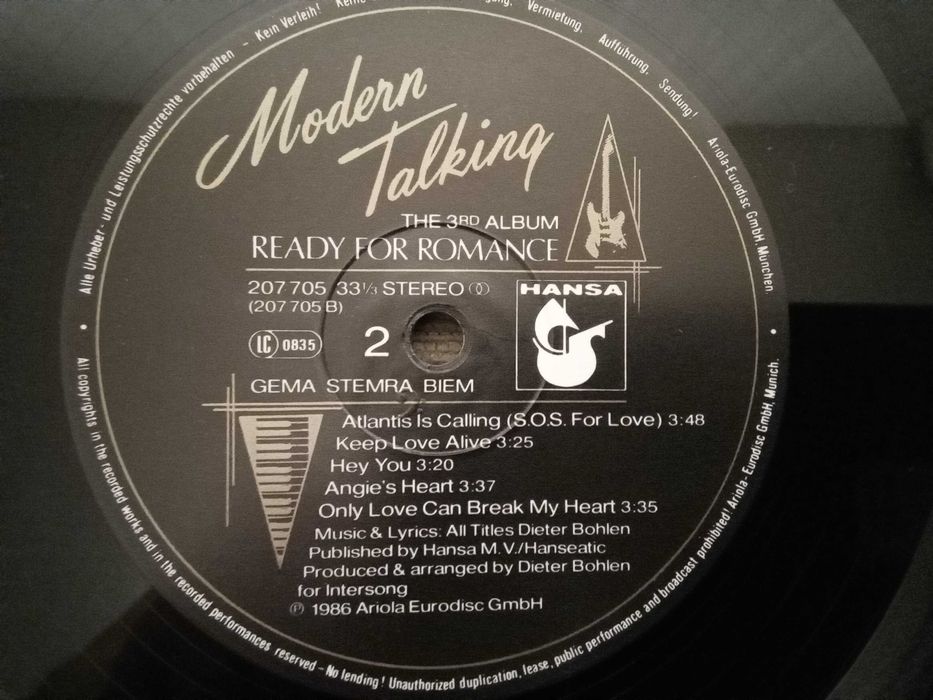 Виниловая пластинка Modern Talking  Ready For Romance  1986 г.