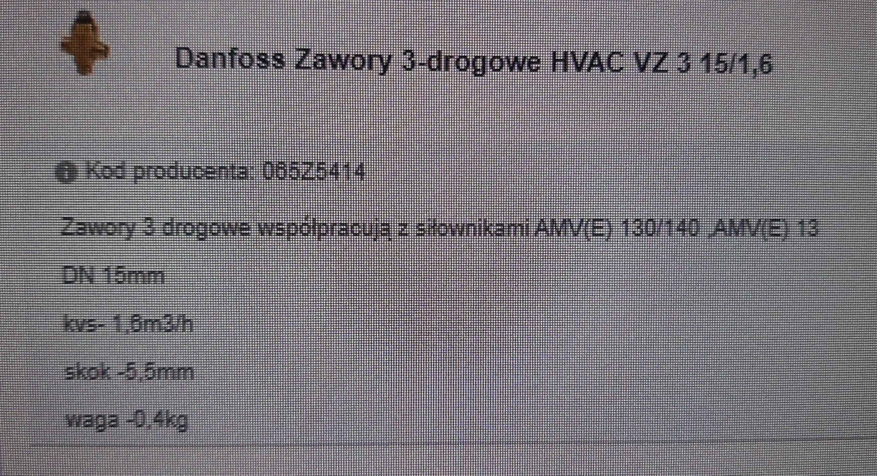 Zawór trójdrogowy trójdrożny DANFOSS HVAC VZ 3 065Z5414