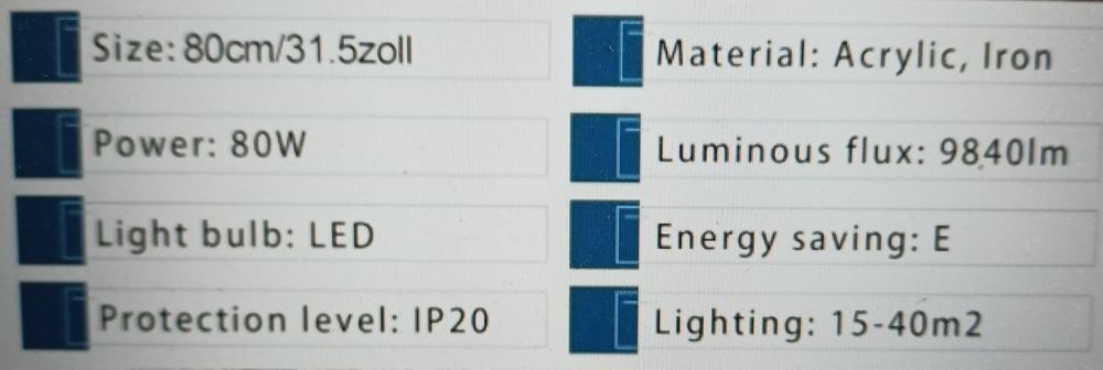 Nowa lamp sufitowa LED MYYCX 80w pilot i aplikacja 80cm 3 barwy swiatl
