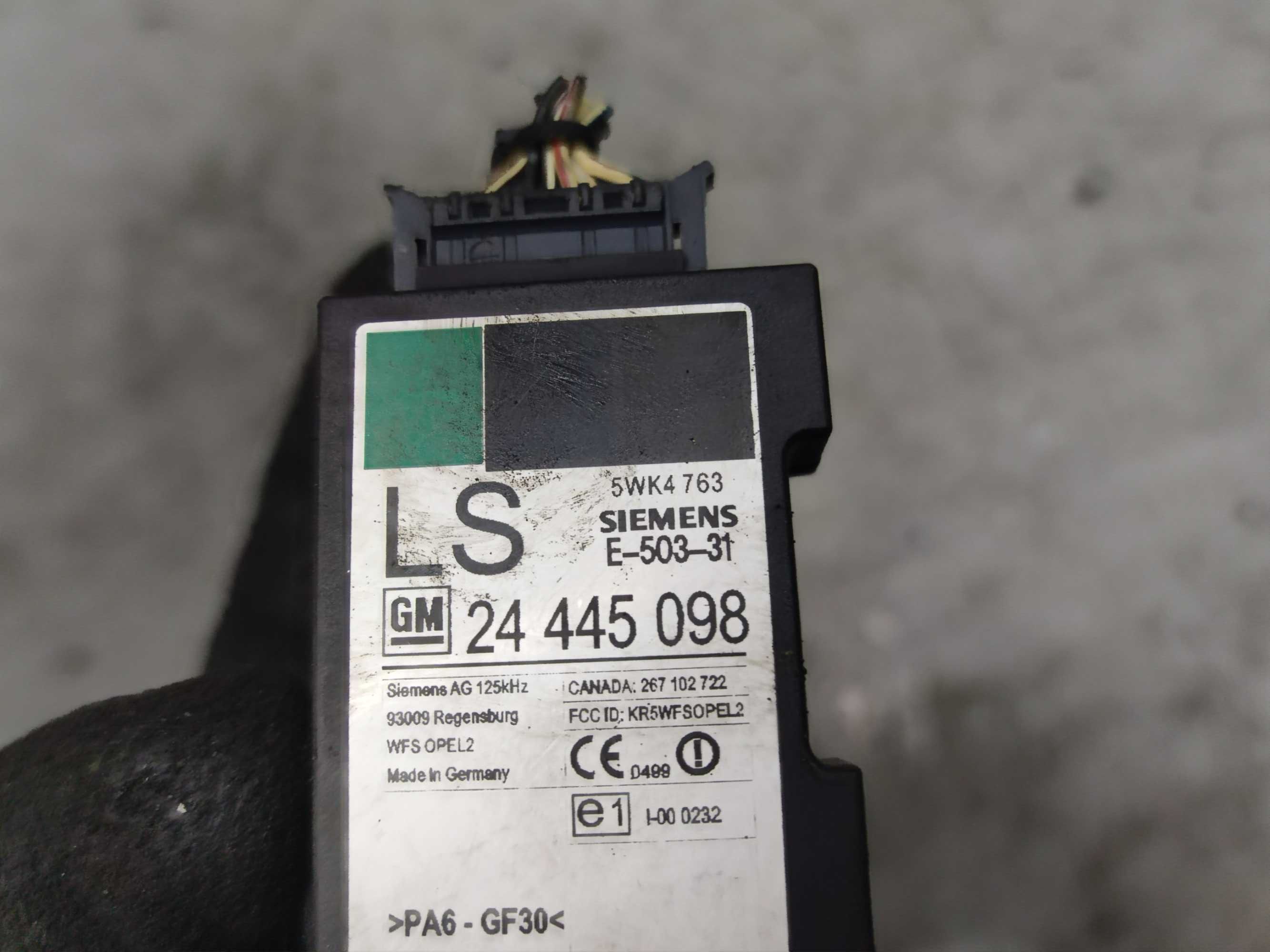 Opel Corsa C Pętła Moduł Immobilizer