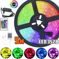 Светодиодная лента многоцветная 3528 RGB 5 м Led c пультом