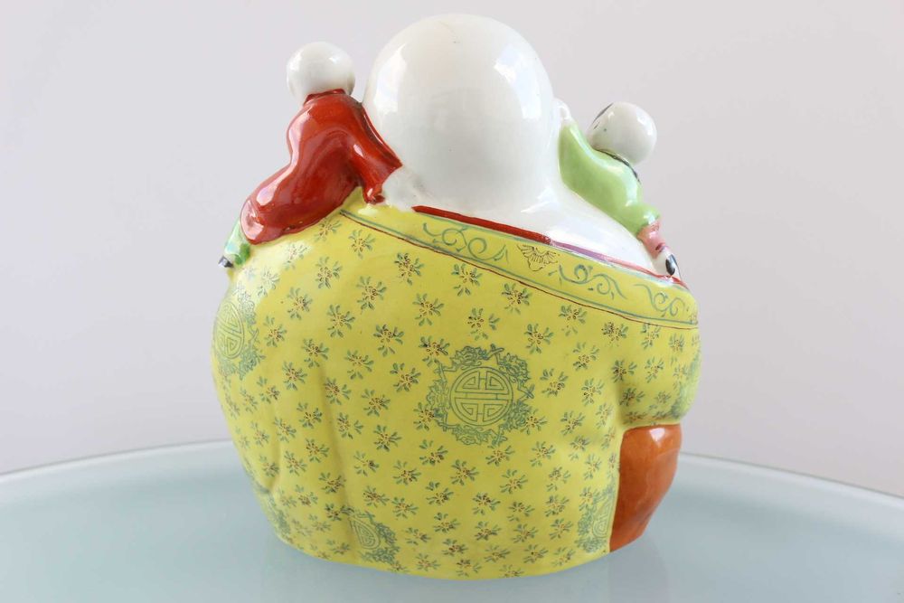 Antigo Buda Fertilidade Porcelana Chinesa Família Rosa 24 cm Marcado