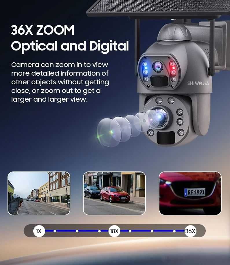 Kamera solarna SHIWOJIA 36x ZOOM 8MP 4G SIM 360 NOWA