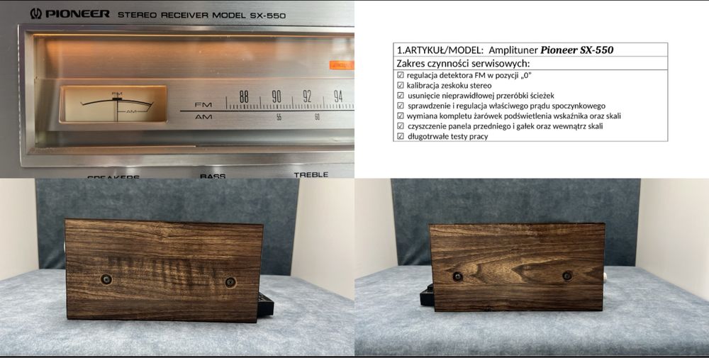 PIONEER SX-550/po serwisie/ALUMINIUM + DĄB/okazja/1976 rok/IGŁA