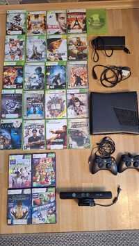 Xbox 360 + Kinect + 2 pady + 25 gier (w tym 4 gry na Kinect)