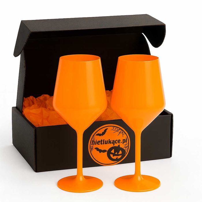 Kieliszki Halloween – prezent, nietłukące pomarańczowe 470 ml z Tritan