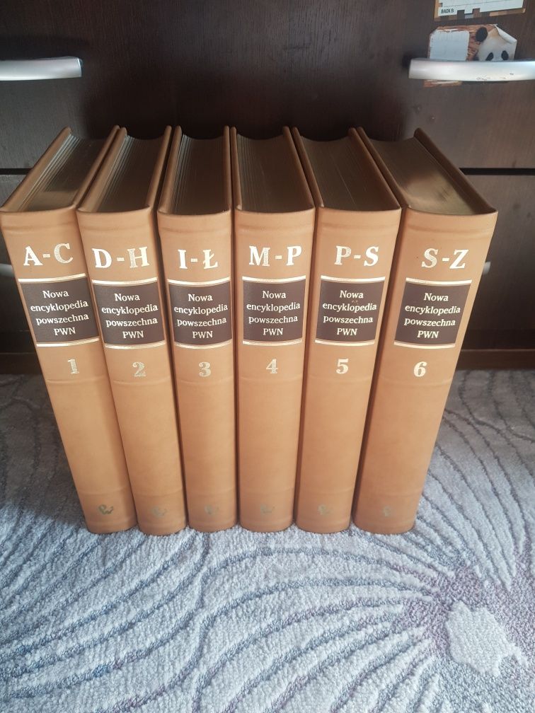 Encyklopedia PWN 6 tomów skórzana oprawa