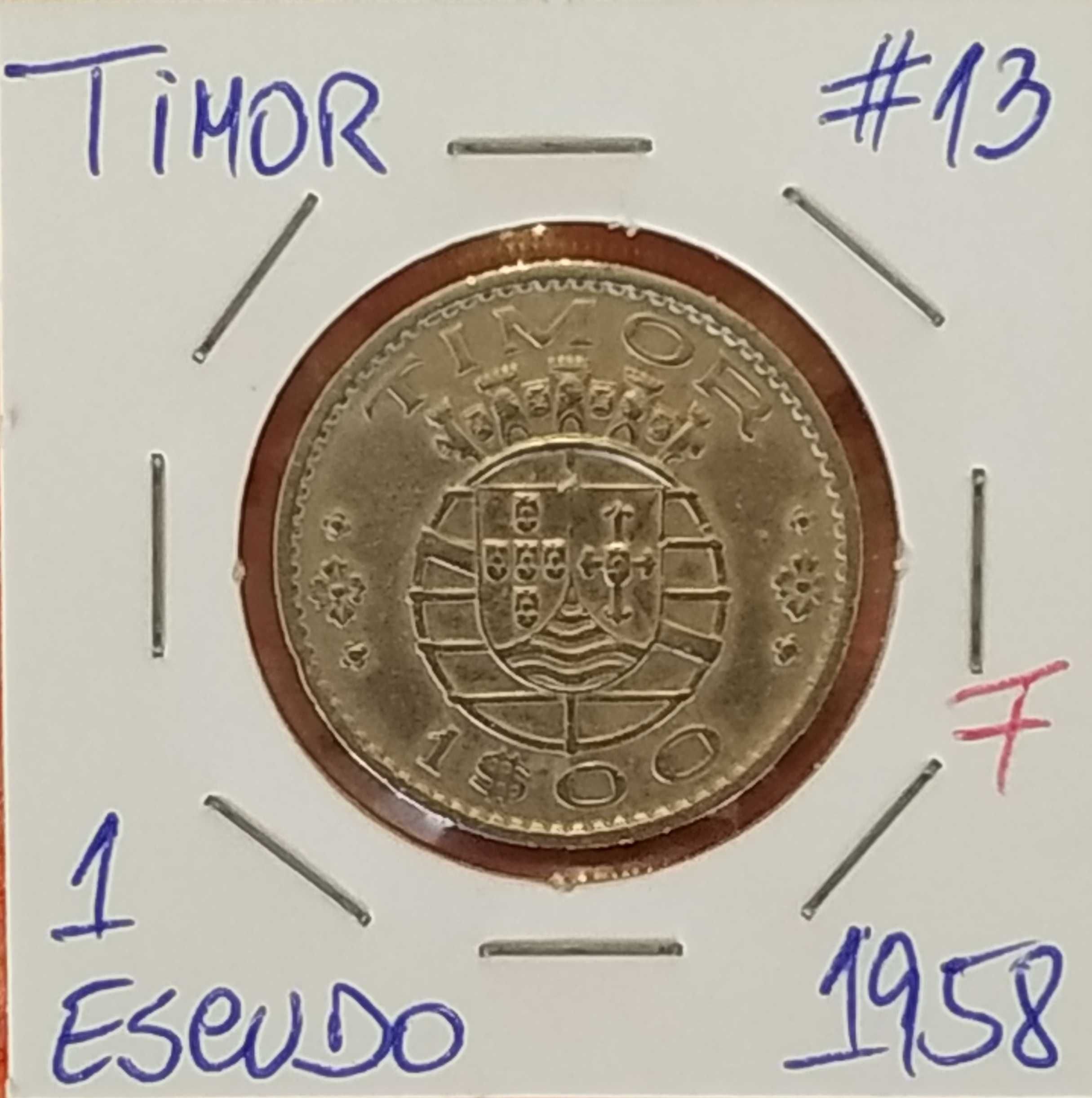 Timor - moeda de 1 escudo de 1958
