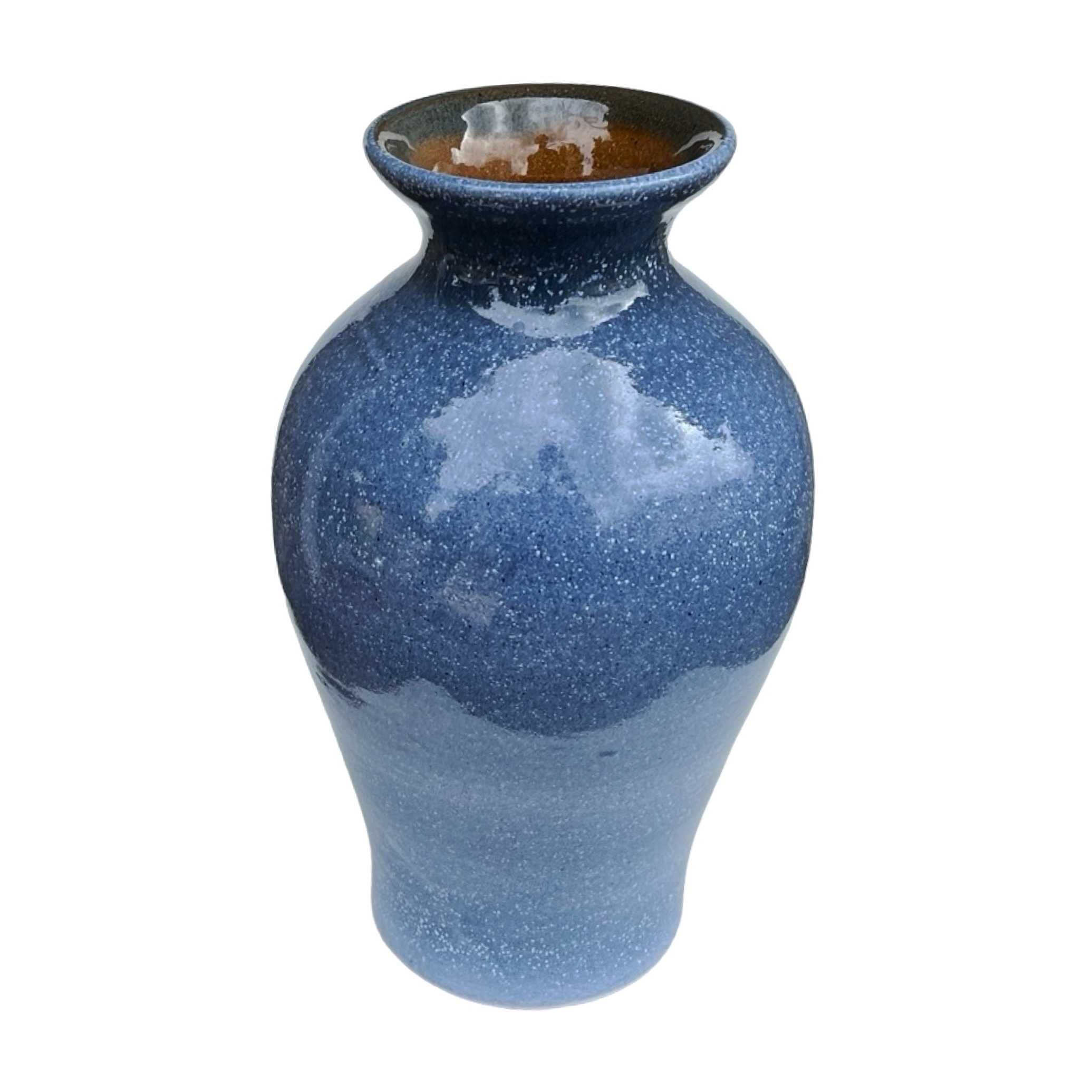 Wazon ceramiczny niebieski szkliwienie reaktywne Niemcy lata 70.
