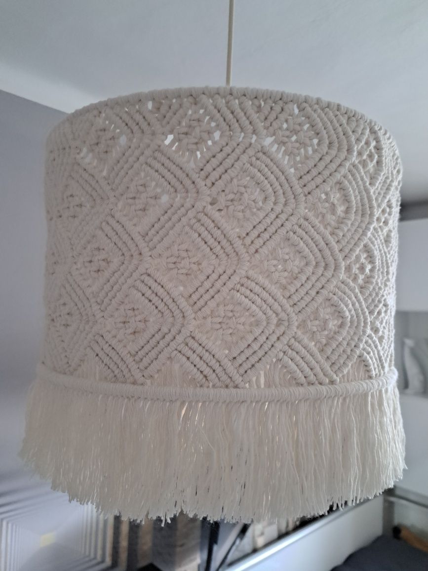 Lampa, abażur, żyrandol, makrama boho