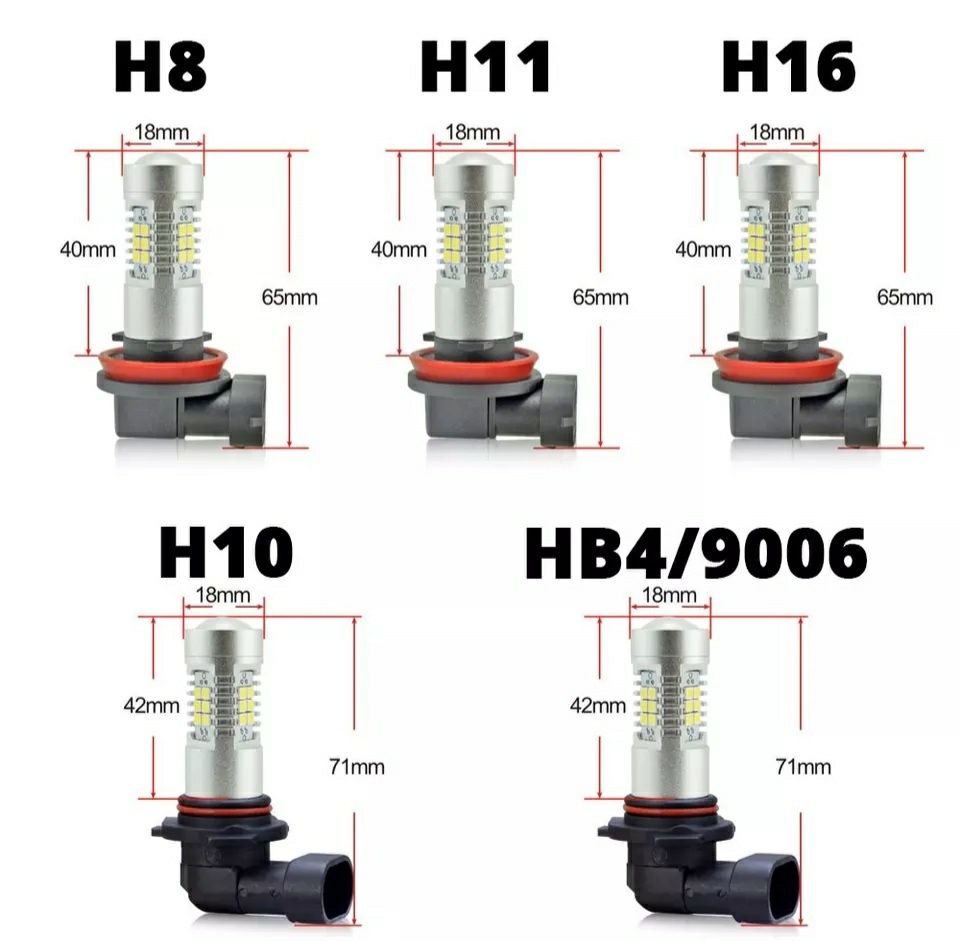 Н11 LED лампы для противотуманных фар  ПТФ Лед HB3 H8 HB4 H16