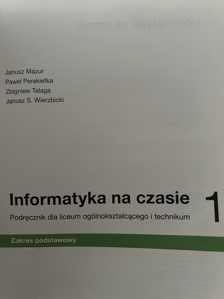 Podręcznik Informatyka na czasie kl.1, liceum i technikum