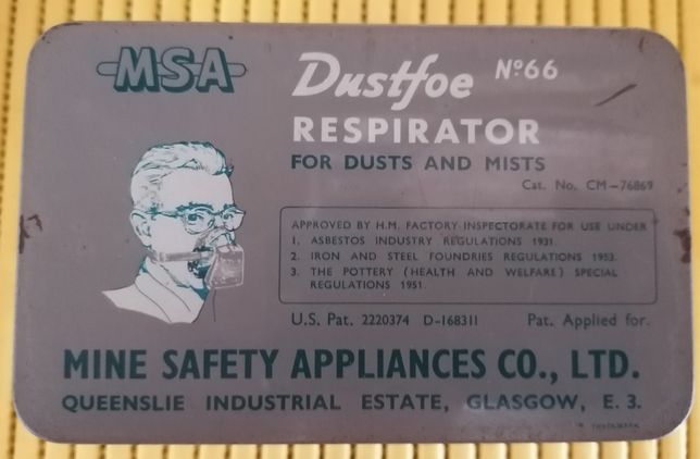 Respirador MSA Dustfoe para uso em minas