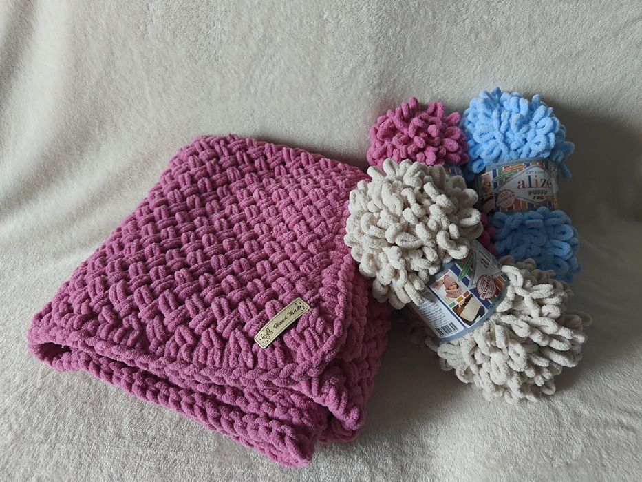 Kocyk z włóczki Alize Puffy Fine