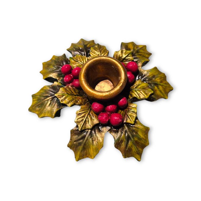 2 Castiçais azevinho p/ velas Natal