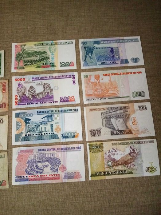 PERU 12 Notas 9 NÃO CIRCULADAS 8 da mesma Série 1 não, 3 em BEM CONSER