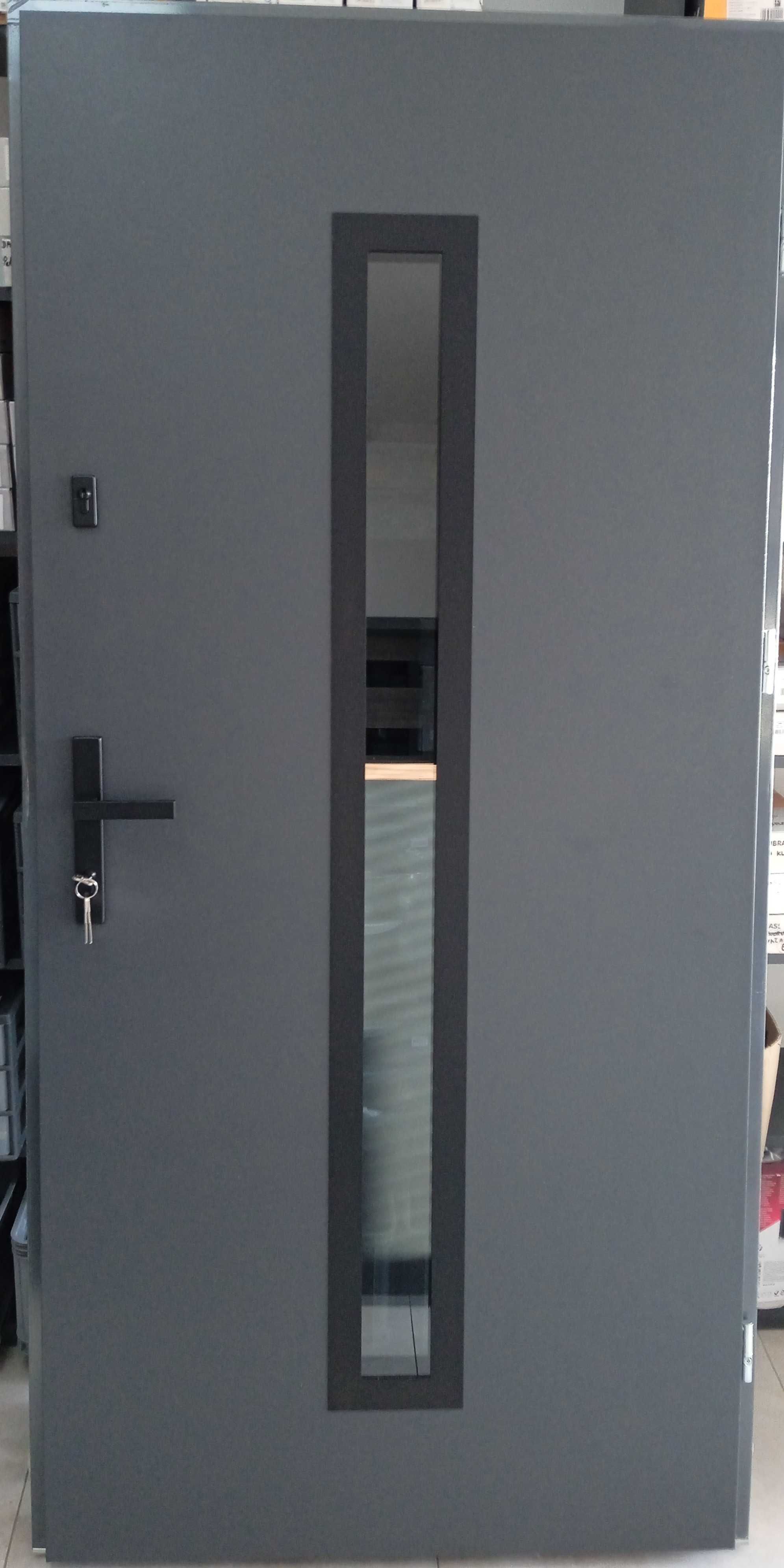 Drzwi zewnętrzne aluminiowe 110x210 z przeszkleniem OD RĘKI/wysyłka/