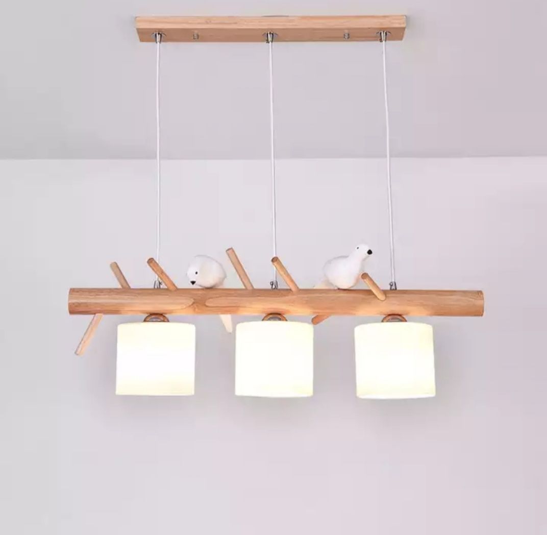 Люстра в скандинавском стиле модерн птички на три лампочки прованс