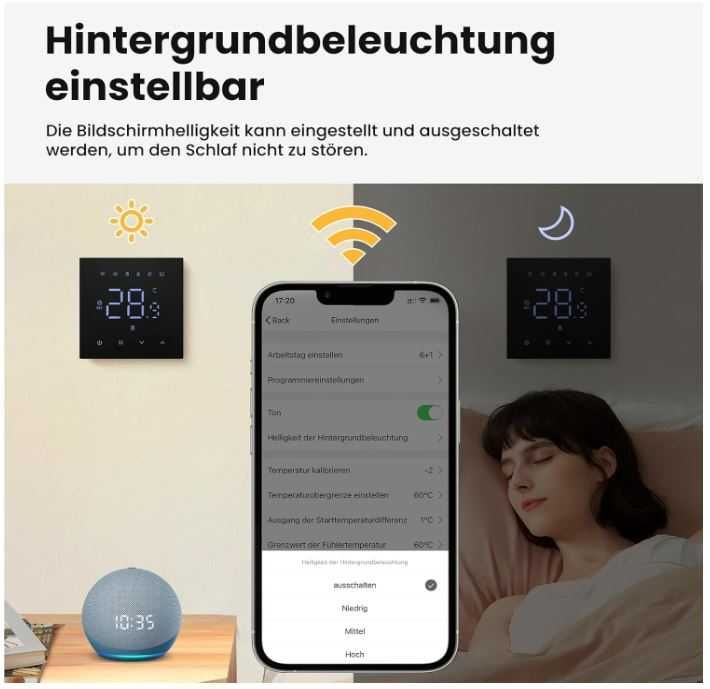Inteligentny termostat Wifi MIUCDA WT410-WH-3A-B wodne ogrzewanie