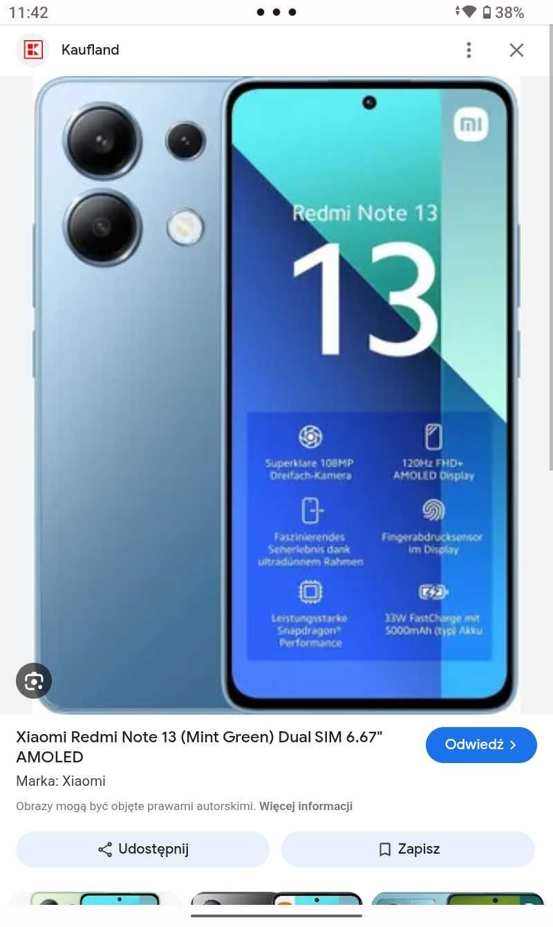 SUPER telefon redmi note 13 5G. Pamięć 8/256 gb