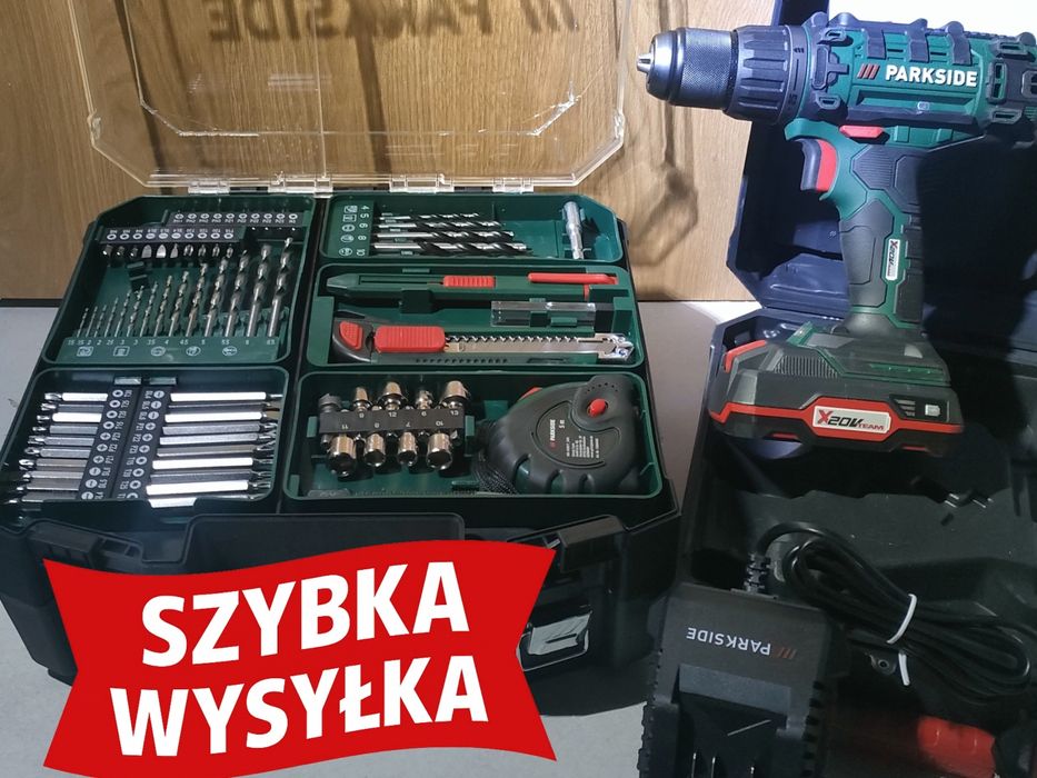 Wiertarko wkrętarka Parkside 20V z akcesoriami nowa kompletna